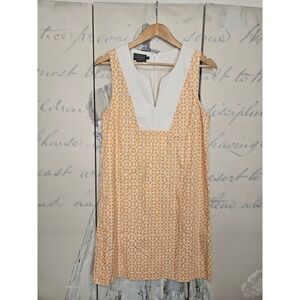 Pendleton Orange White Geometric Cotton Shift Dress Size 10 Sleeveless